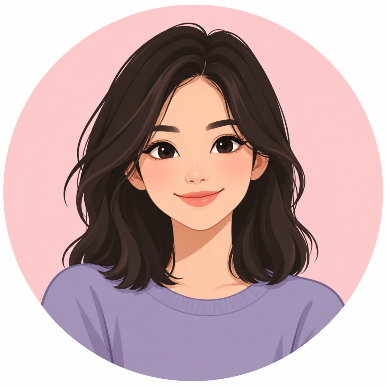 Smiling Woman in Lavender Sweater